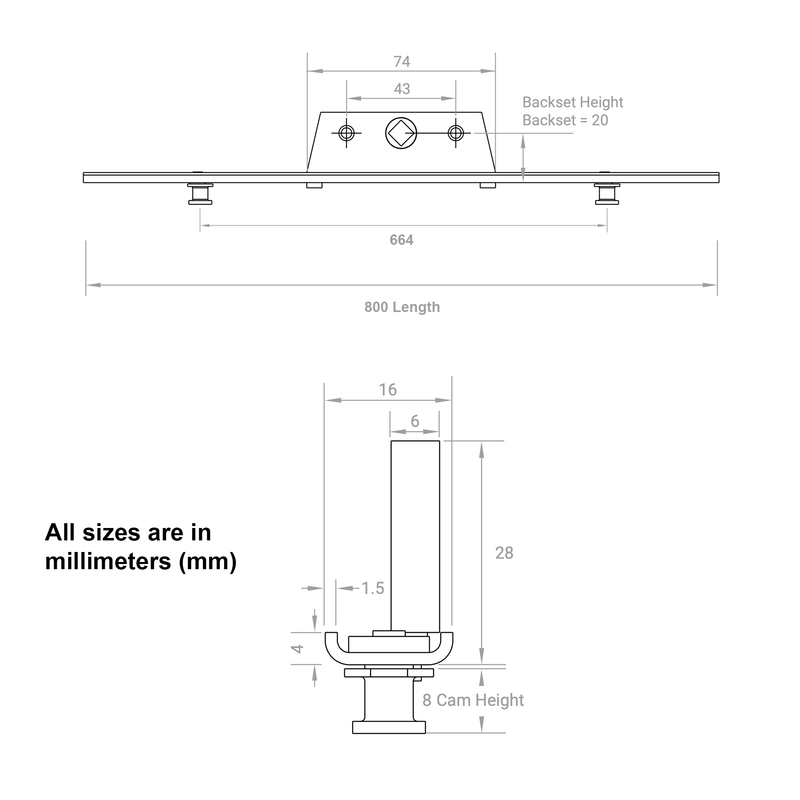 Offset Espag Universal Repair Kit Window Lock Gearbox Mechanism 16mm U Rail Bar Rod 20mm Backset 8mm mushrooms Keeps + Screw Included