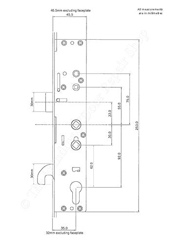 Safeware Multi Point Upvc Double Glazed Door Gearbox Lock 35mm 92mm