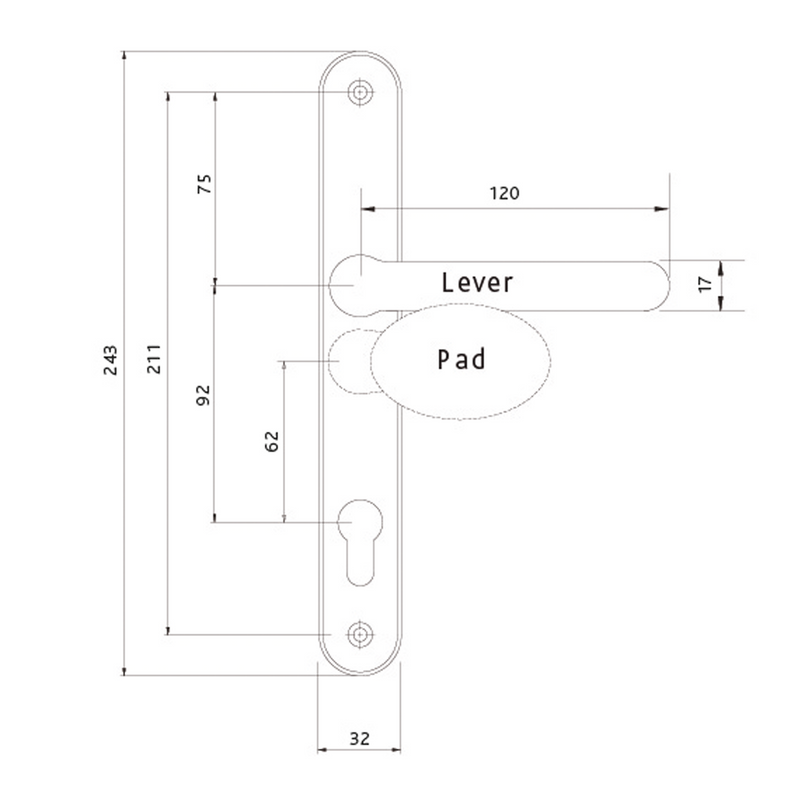 Fab Fix Balmoral UPVC Lever Pad Door Handles 92pz 210mm Screw Centres