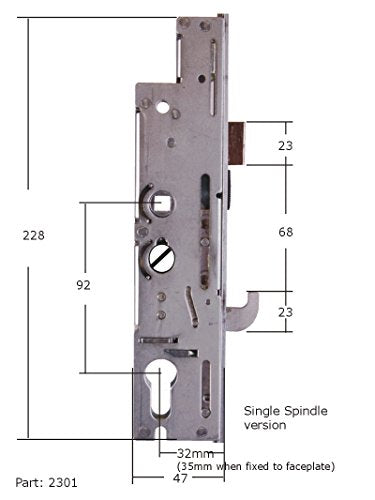 Genuine Fullex XL uPVC Gear Box Door Lock Centre Case Single Spindle 35mm